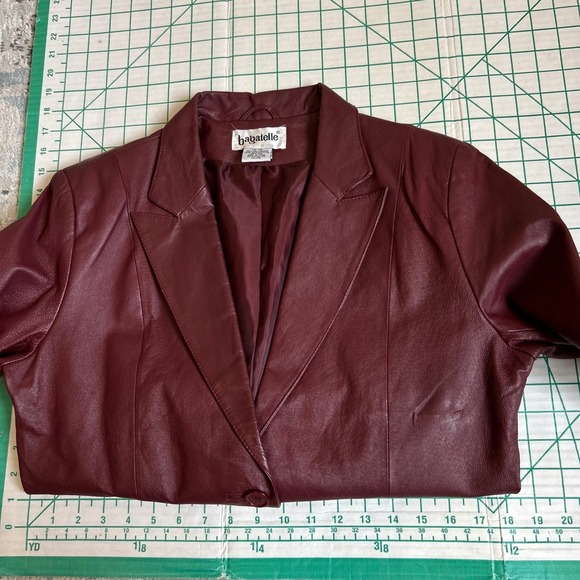 Bagatelle Vintage Size 10 Red Burgundy Leather Blazer Jacket Wine Monica Goth - Picture 5 of 12